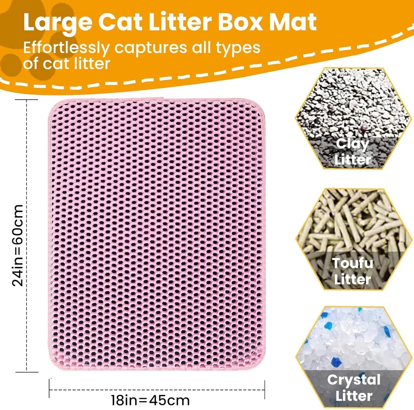 Dubbellaagse kattenbakmat, slijtvast, waterdicht en antislip.