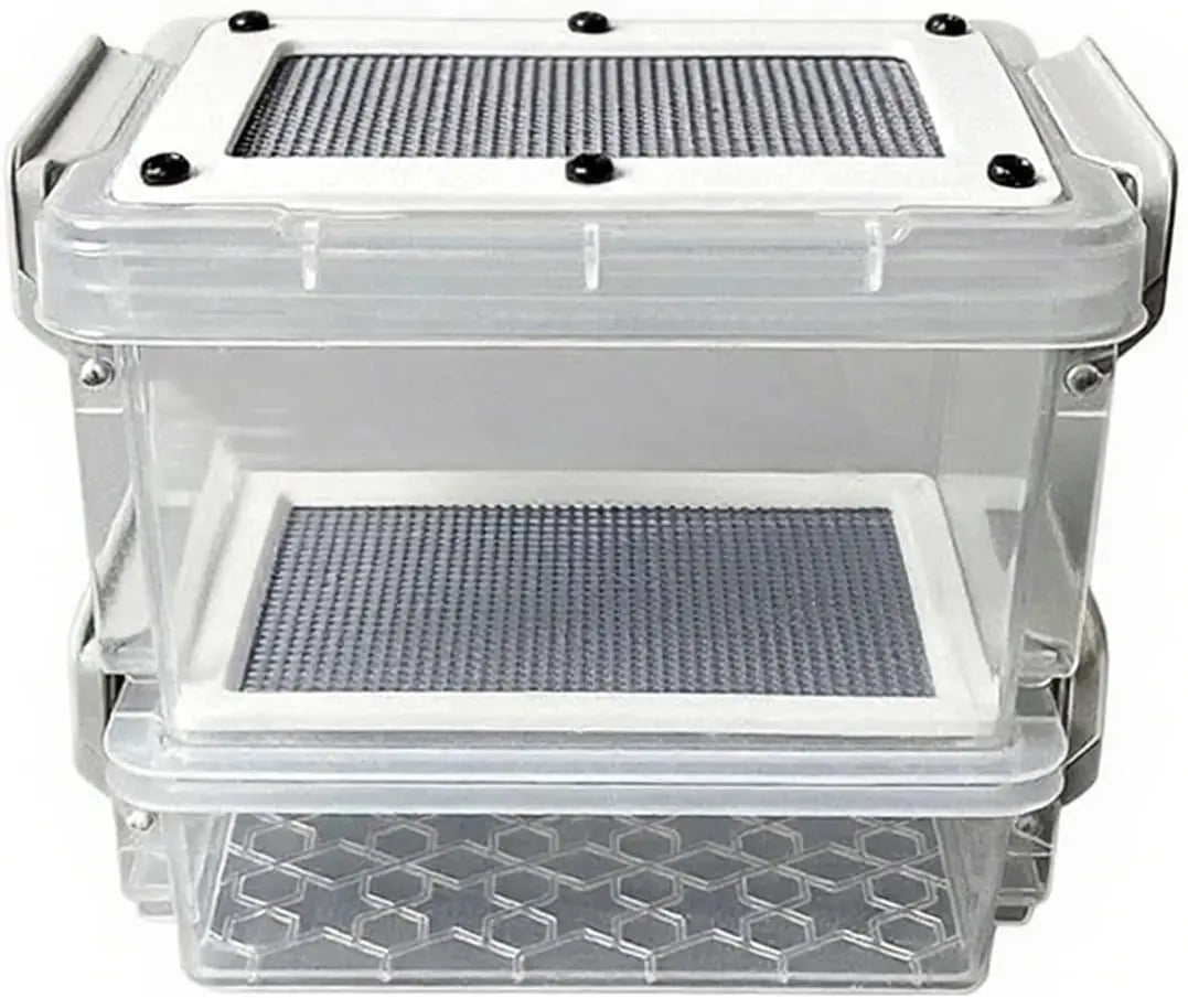 Boîte d'Élevage Double Étage pour Insectes – Transparente, Grille Respirante, Vers de Farine & Criquets