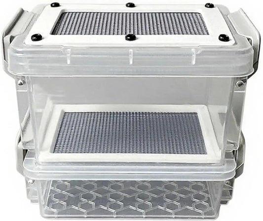 Boîte d'Élevage Double Étage pour Insectes – Transparente, Grille Respirante, Vers de Farine & Criquets