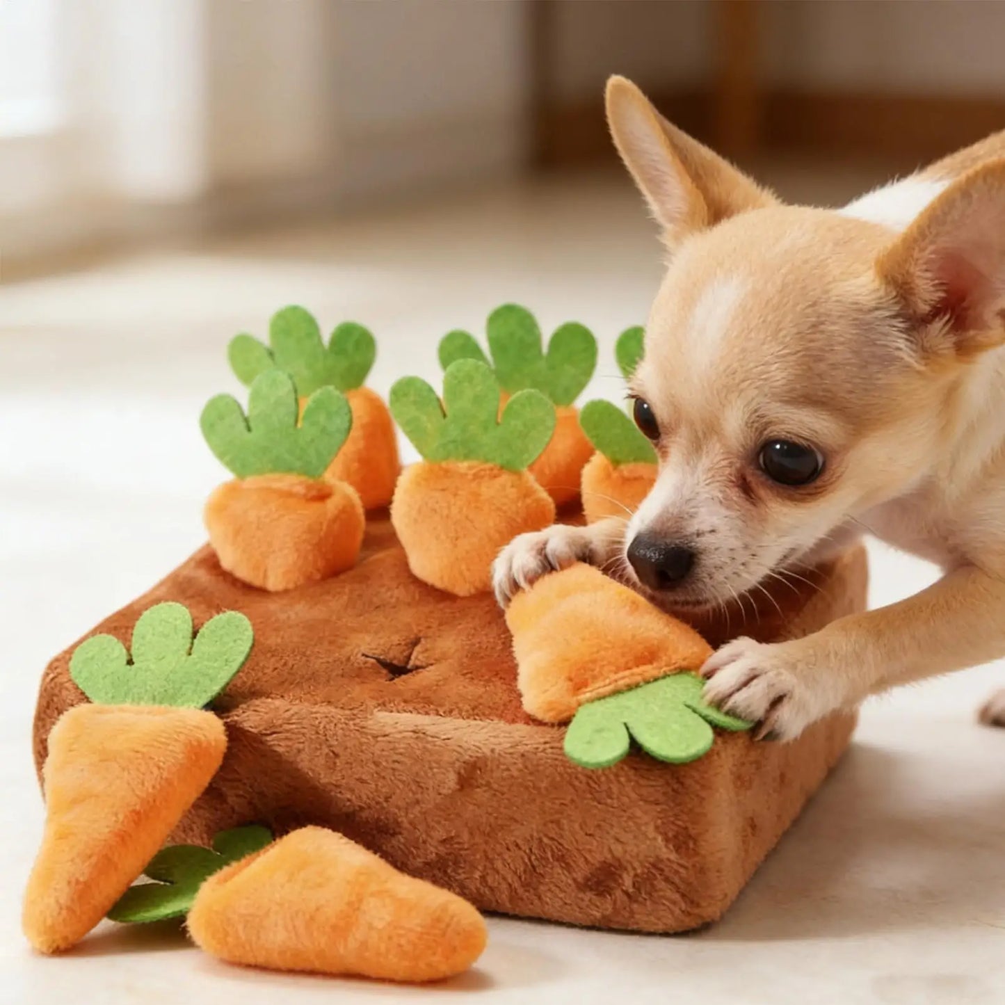 Tapis de reniflage pour chien – Puzzle interactif avec 9 carottes amovibles