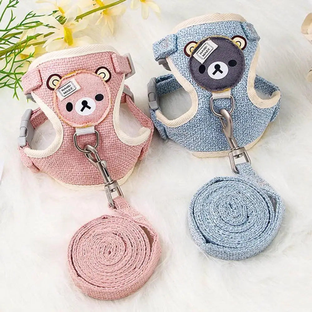 Joli petit gilet pour animaux de compagnie, sangle de poitrine, laisse pour chien, corde de Traction, marche, chien, chat, lapin, harnais, collier de caniche, accessoires pour chiens
