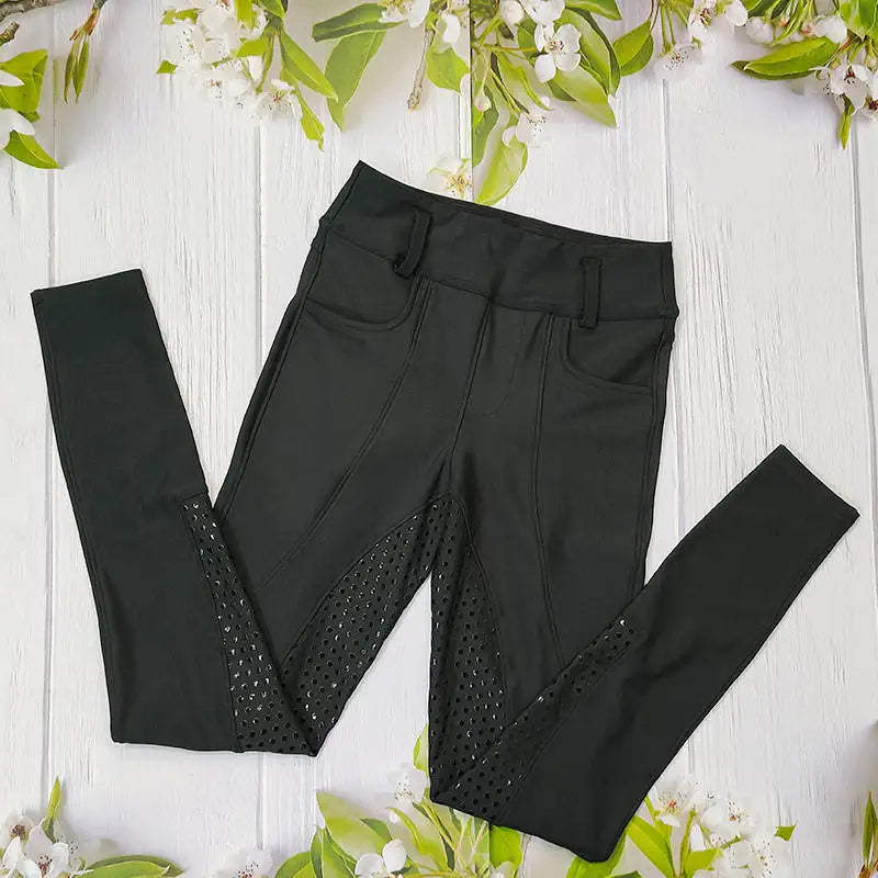 MXLLINA Rijlegging Dames Sportlegging Full Silicone 4-Weg Stretch Paardrijbroek met Telefoonzak Kleding