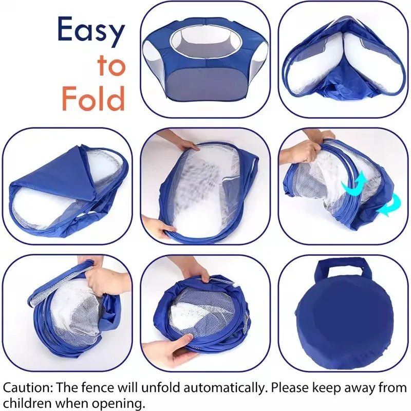 Parc Portable Pliable pour Animaux – Transparent, Imperméable, Intérieur & Extérieur