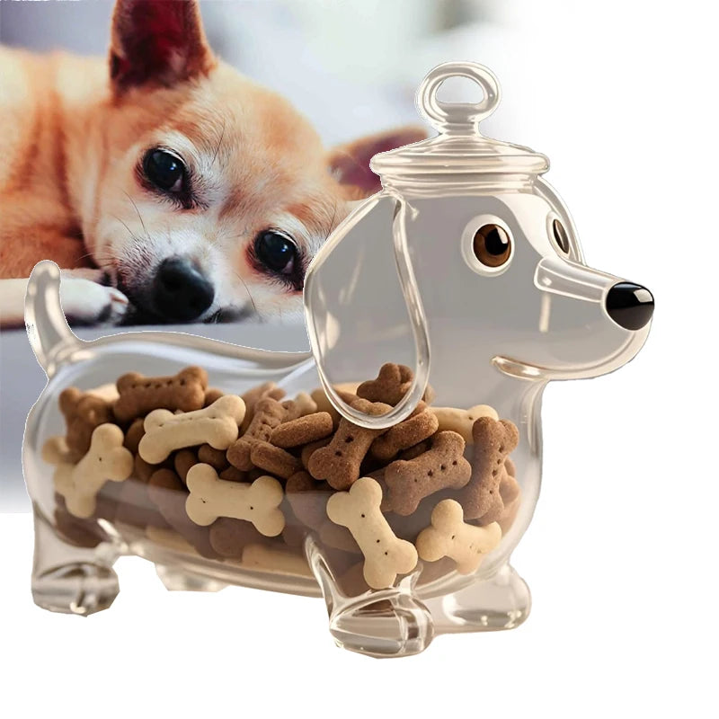 Pot à friandises en verre – Design teckel mignon avec couvercle hermétique