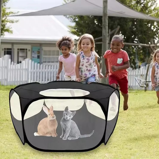 Parc Portable Pliable pour Animaux – Transparent, Imperméable, Intérieur & Extérieur