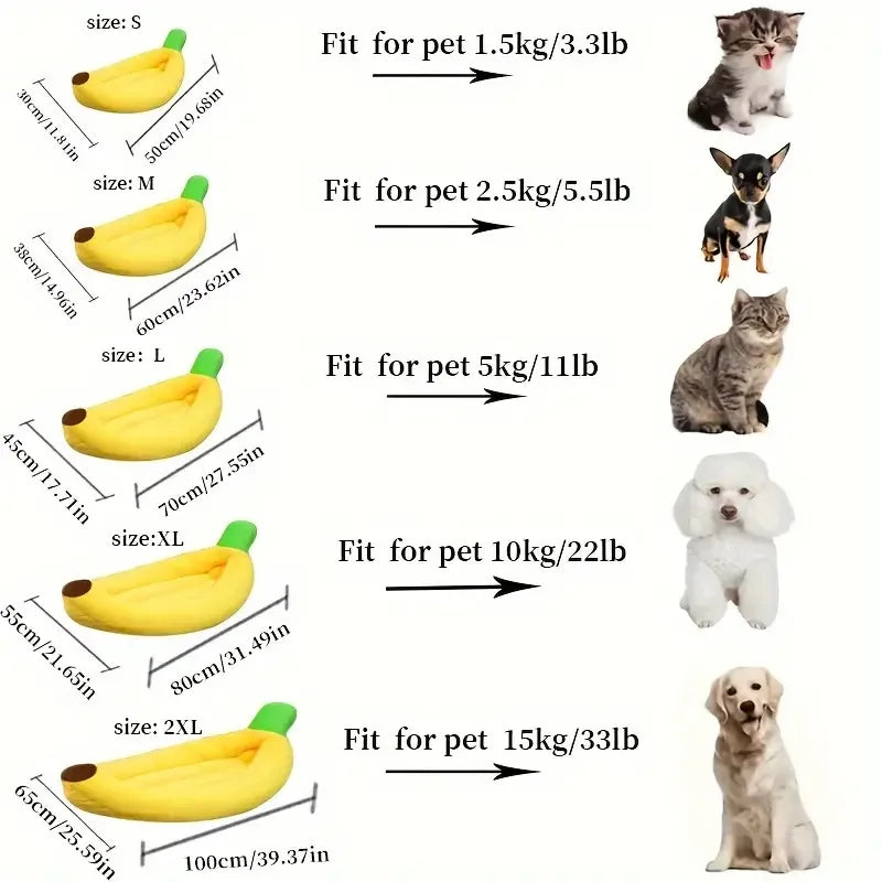 Lit nid en forme de banane pour chien et chat — Velours lavable