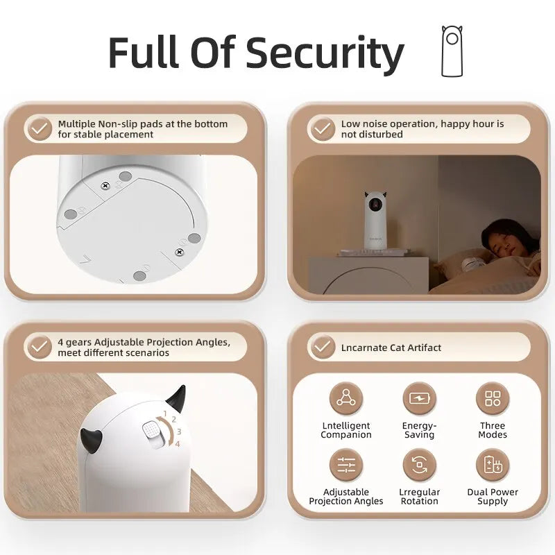 Jouet Laser LED Automatique pour Chat – Pointeur Interactif Intelligent ROJECO, Blanc