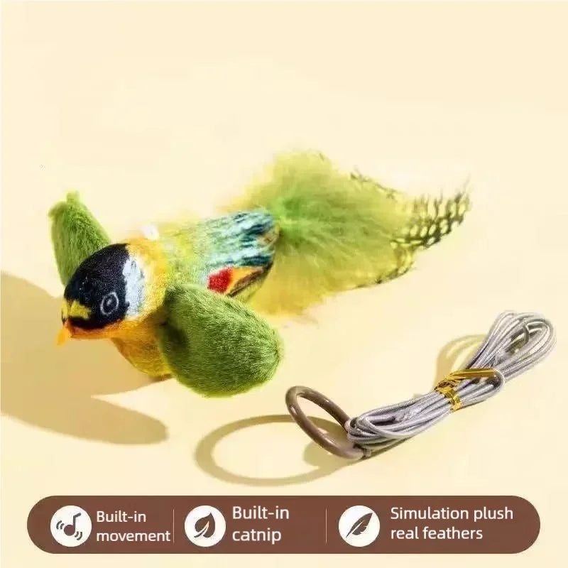 Jouet Plume Oiseau pour Chat – Son Simulé & Anti-Ennui