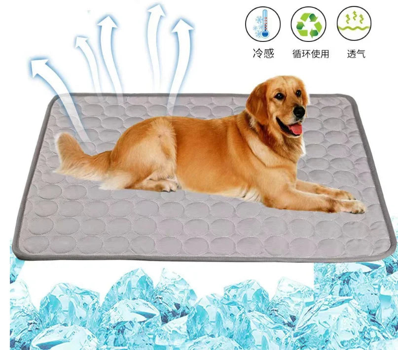 Tapis rafraîchissant pour chien, lavable, portable, pour l'été, couverture en soie glacée pour chiens et chats, tapis de couchage respirant pour canapé