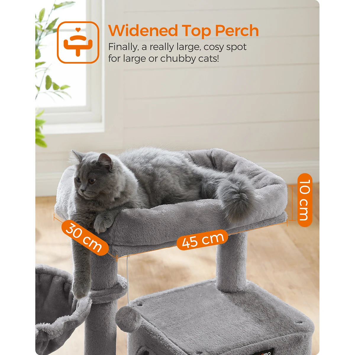 Arbre à chat FEANDREA 96 cm – Hamac, niche 2 portes & griffoir sisal