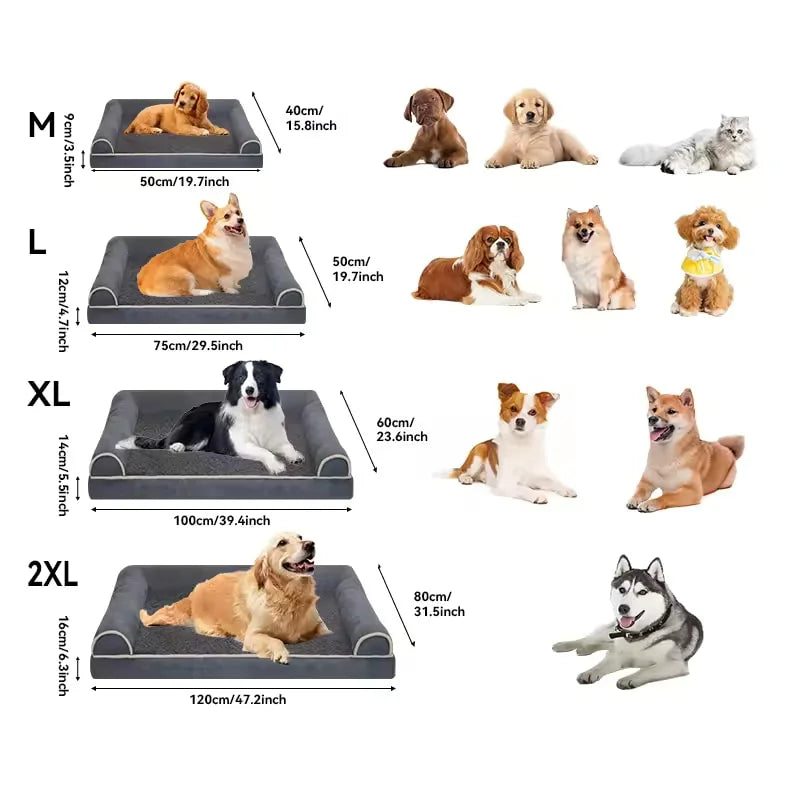 Lit Orthopédique À Mémoire de Forme pour Chien & Chat — Polaire Douce, 4 Tailles
