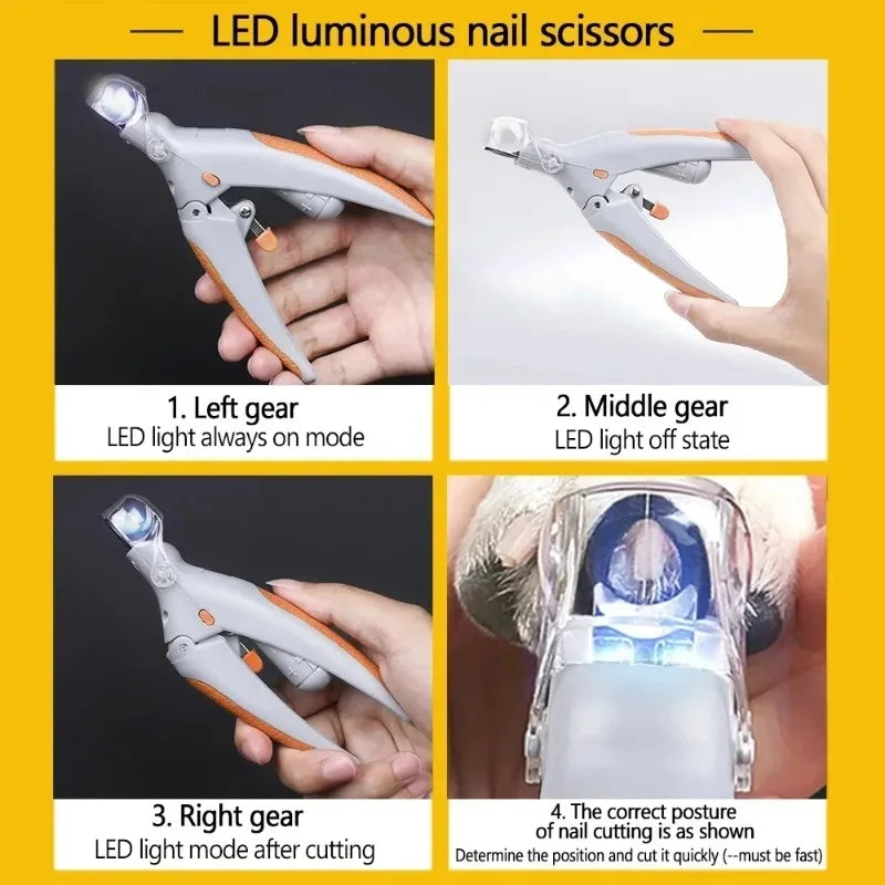 Coupe-Ongles LED pour Chat & Chien – Lumière Anti-Saignement