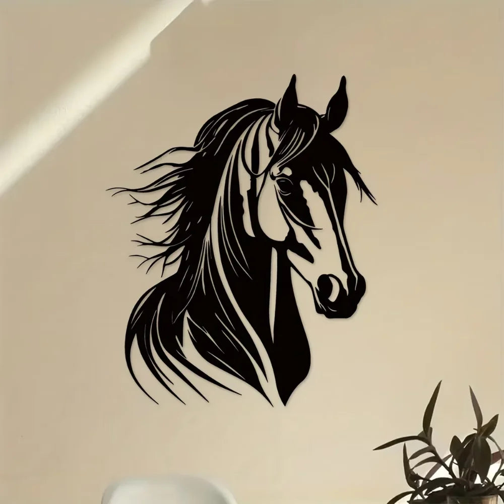 Charmante tête de cheval décorative murale en métal