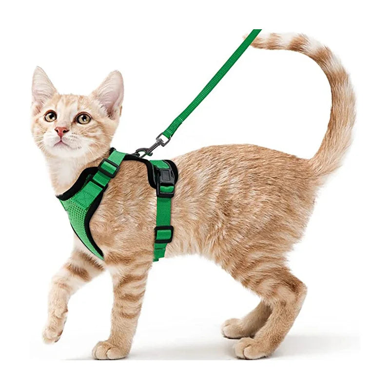 Kattenharnas en -riem, zacht en verstelbaar ontsnappingsbestendig vesttuigje voor katten, EasyControl