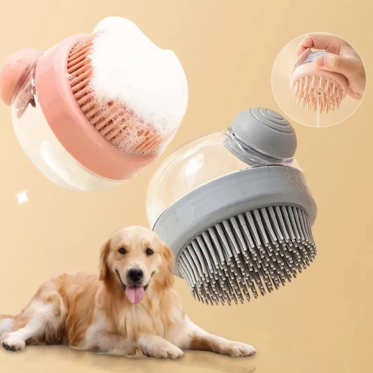 Brosse de Bain en Silicone pour Animaux | Distributeur de Shampoing & Massage Doux