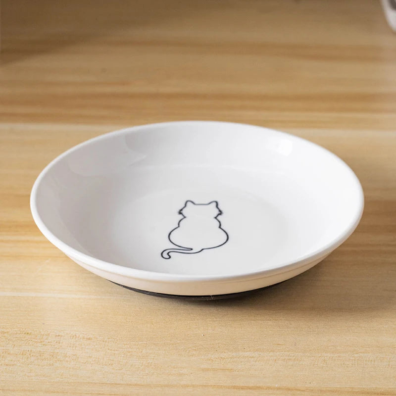 Keramische kattenvoerbak; antislip siliconenmat; schattige kittenaccessoires; praktische voerbak voor huisdieren