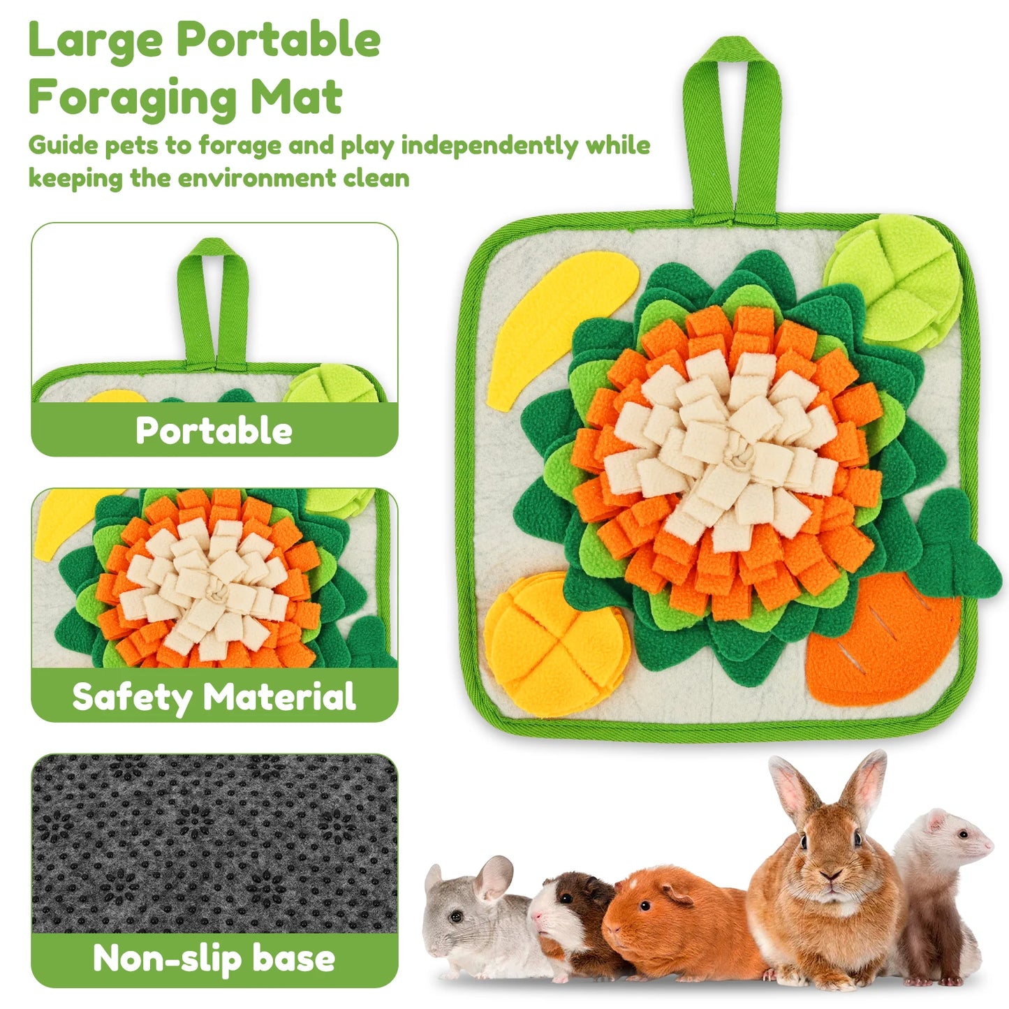 Tapis de Fouille pour Lapin & Petits Animaux – Jouet d'Alimentation Interactif