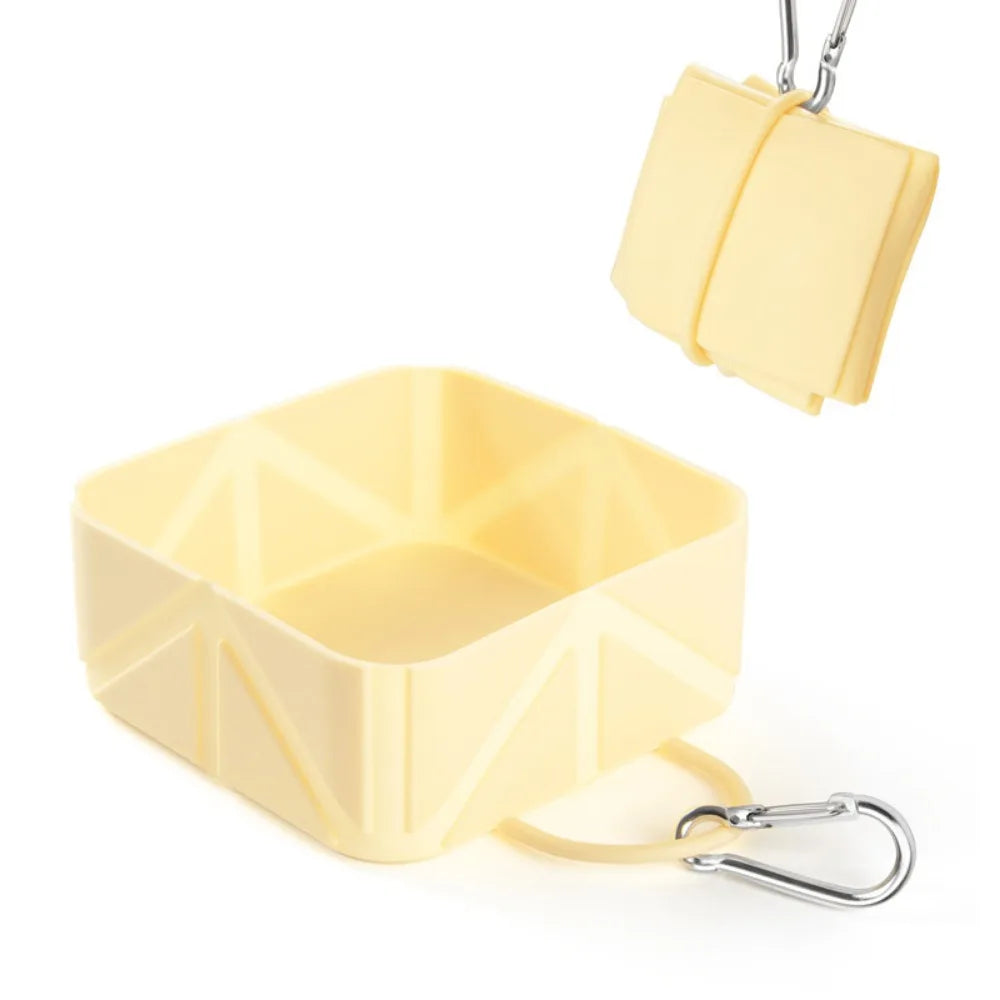 Antislip opvouwbare voerbak voor huisdieren, van voedselveilig materiaal, met karabijnhaak, draagbare hondenvoerbak, opvouwbaar en gemakkelijk schoon te maken, van siliconen, accessoires voor huisdieren