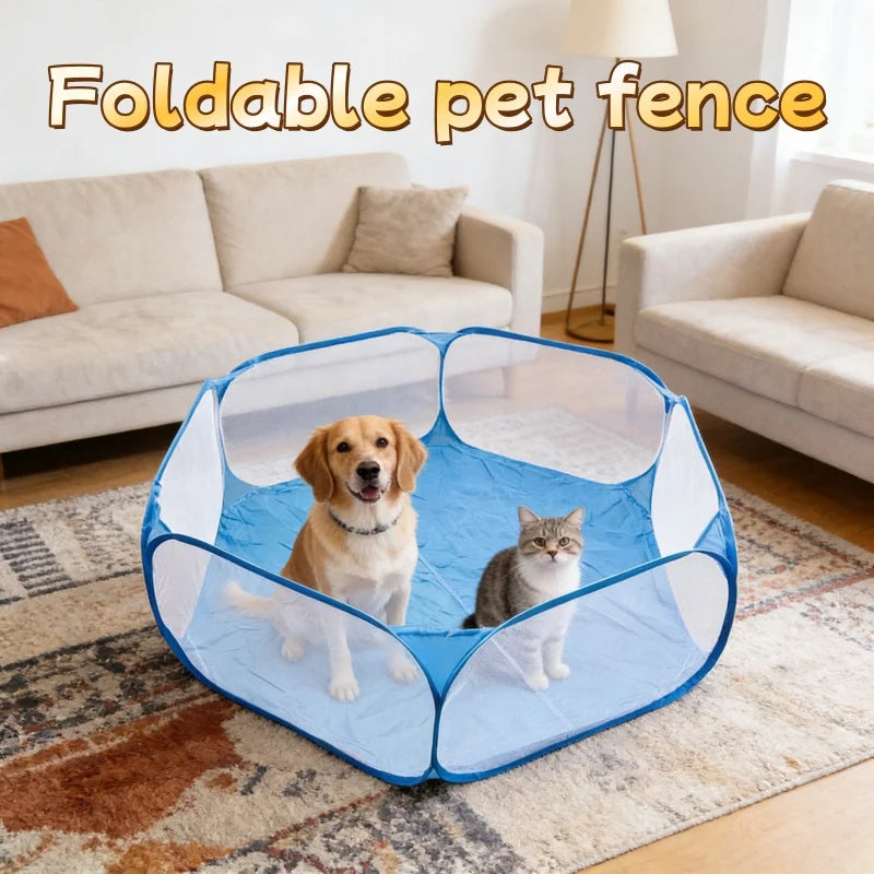 Parc pliable transparent pour animaux – Intérieur & extérieur