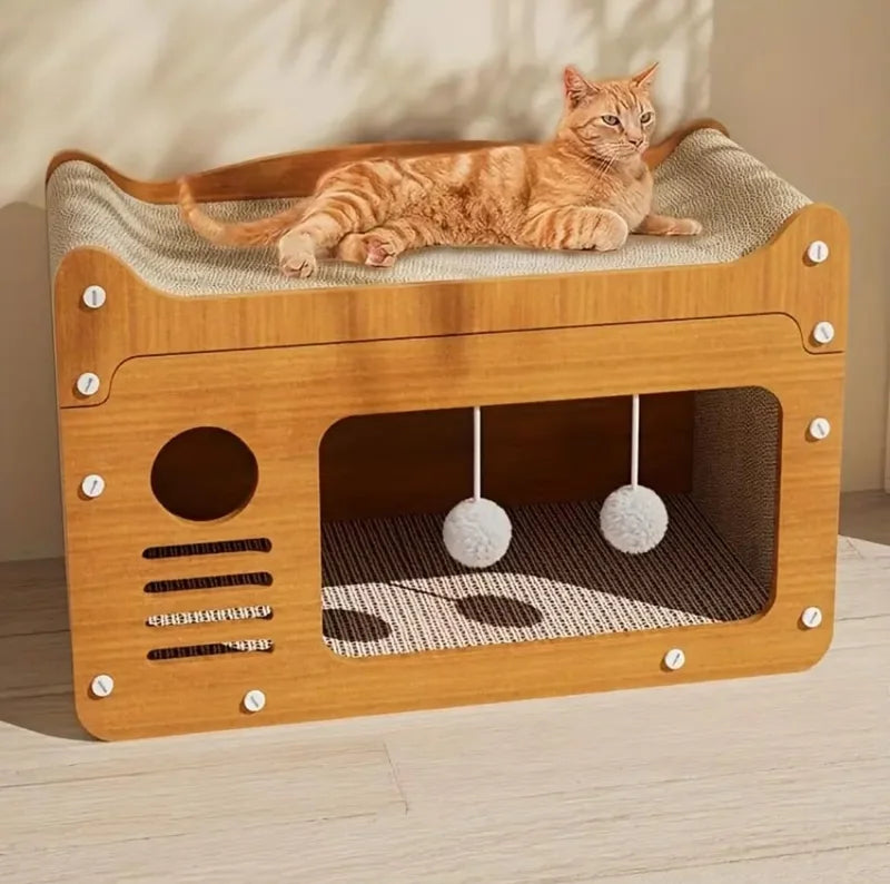 Griffoir-Lounge 2-en-1 pour Chat en Carton – Rouge, Bleu ou Vert