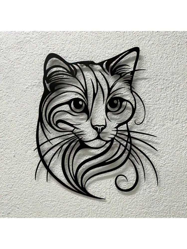 Plaque murale  de chat en métal