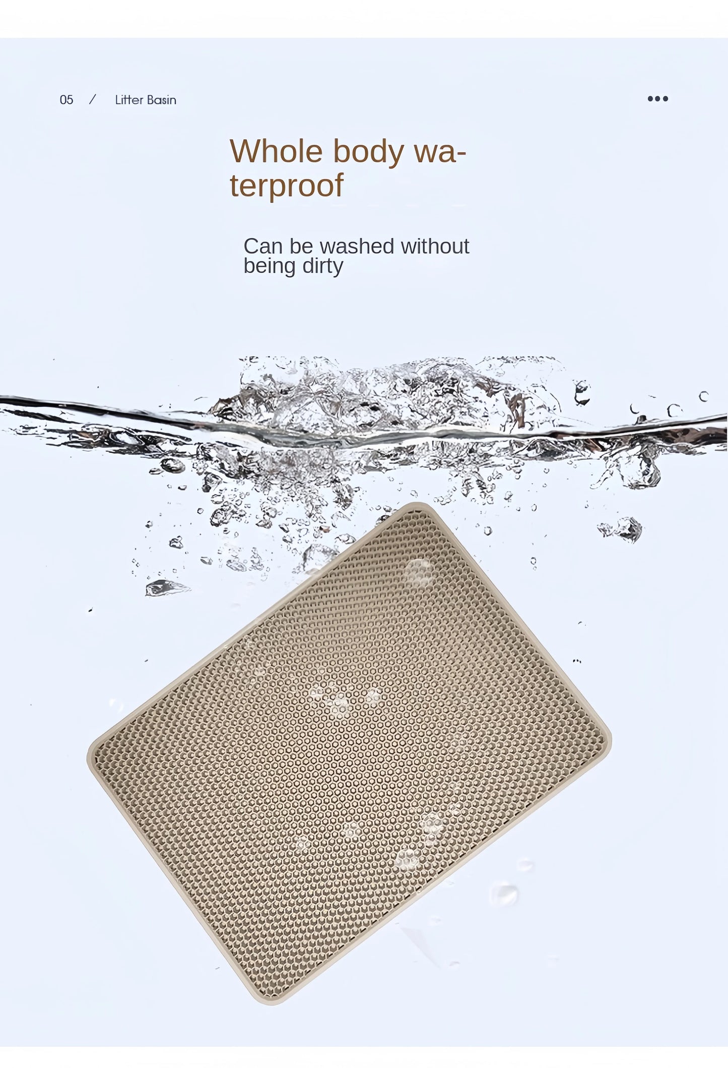 Waterdichte, dubbellaagse kattenbakmat, antislip, wasbaar. Huisdierreiniging.