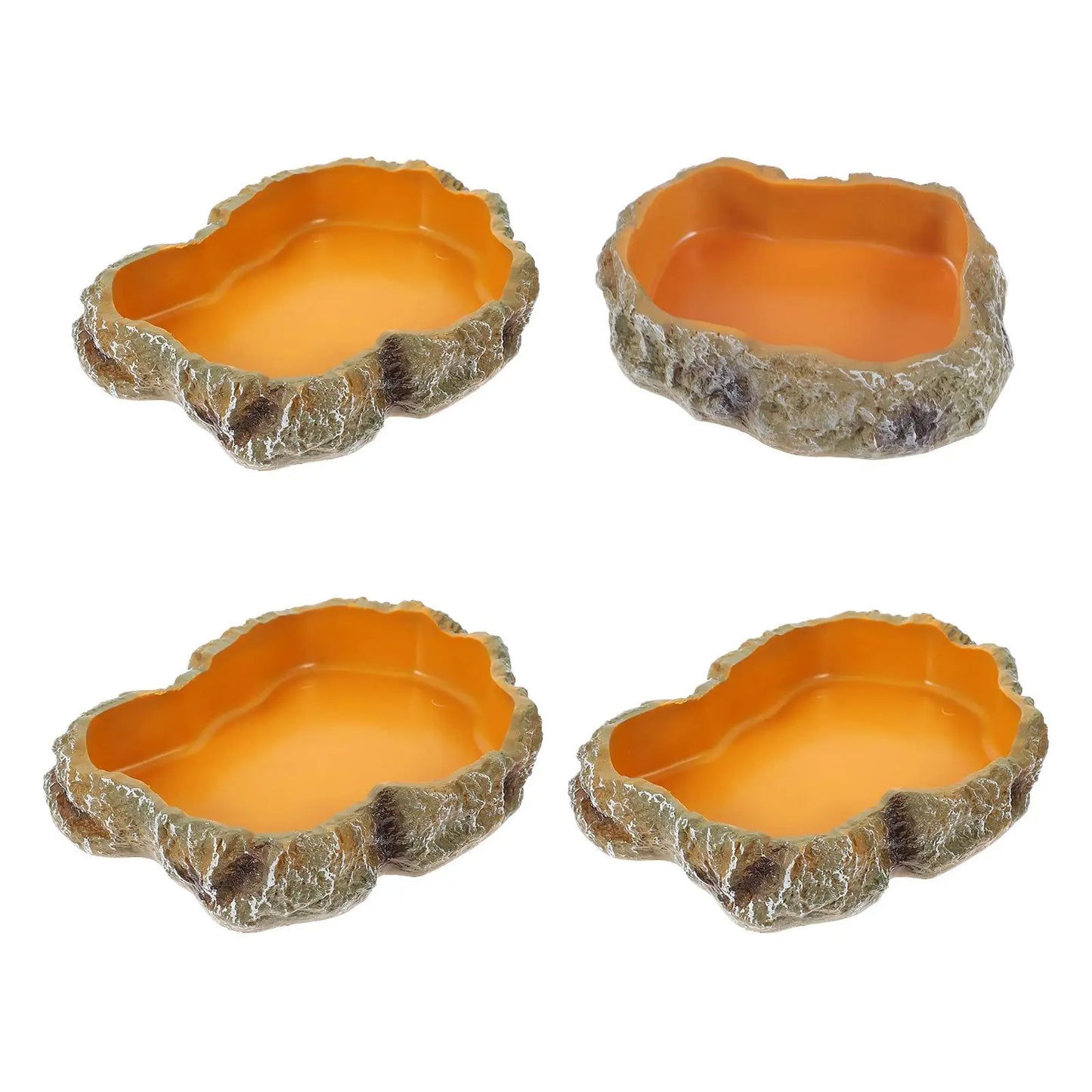 Gamelle en Résine Imitation Roche pour Reptiles & Amphibiens – Eau & Nourriture, XS à L