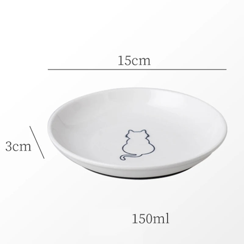 Keramische kattenvoerbak; antislip siliconenmat; schattige kittenaccessoires; praktische voerbak voor huisdieren