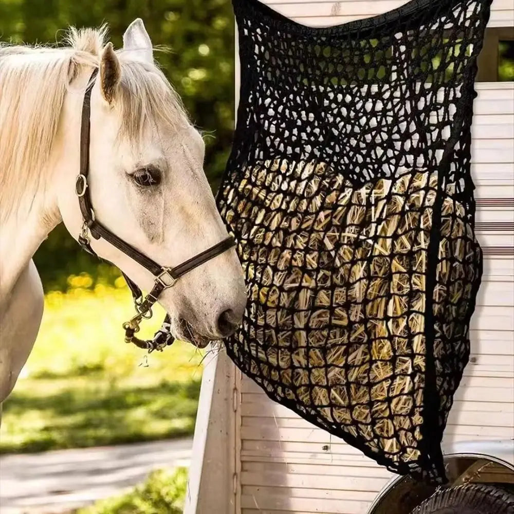 1 stuk nieuwe slowfeed hooinet hangend 80x90cm paardenhooinet grote capaciteit hooivoederzak voor paarden geiten schapen