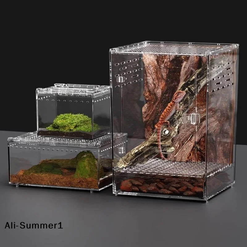 Terrarium Acrylique Transparent pour Reptiles – Ventilation 360°