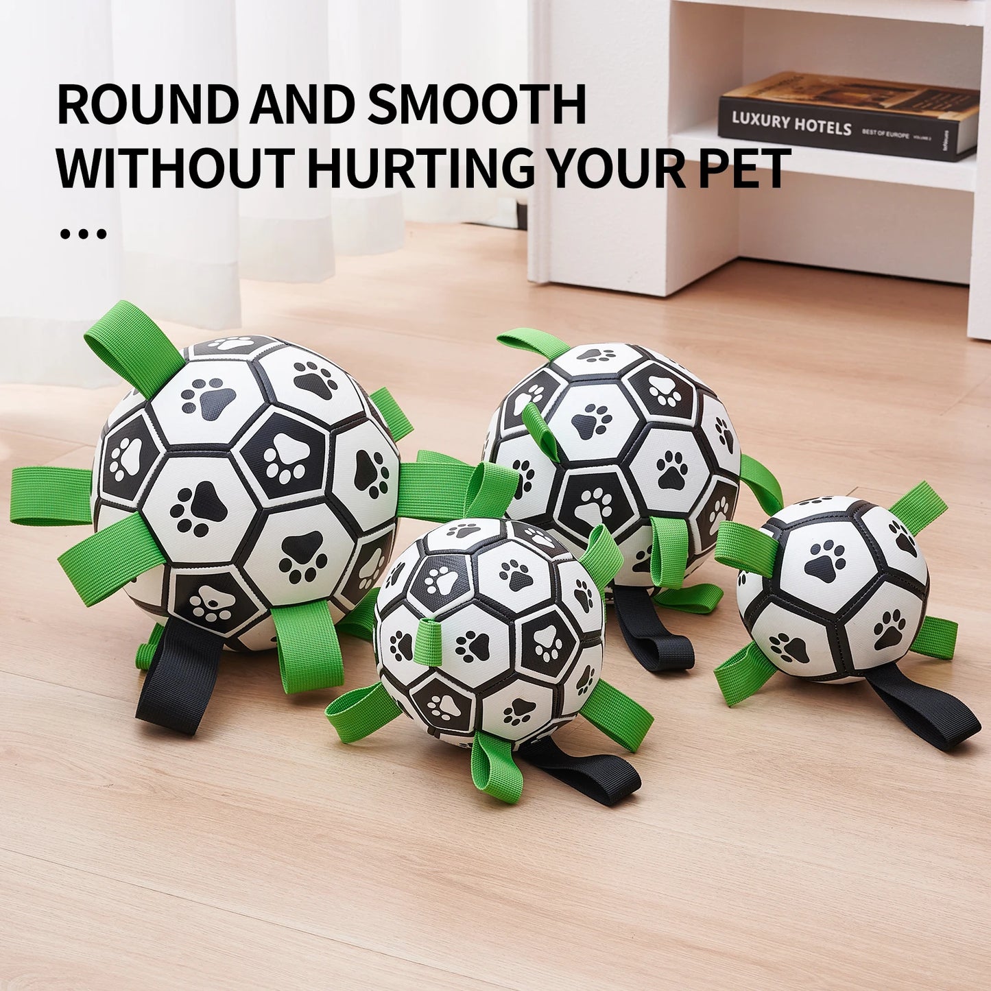Ballon de Football en Cuir pour Chien – Mordant & Entraînement Extérieur, 12,5 à 22 cm