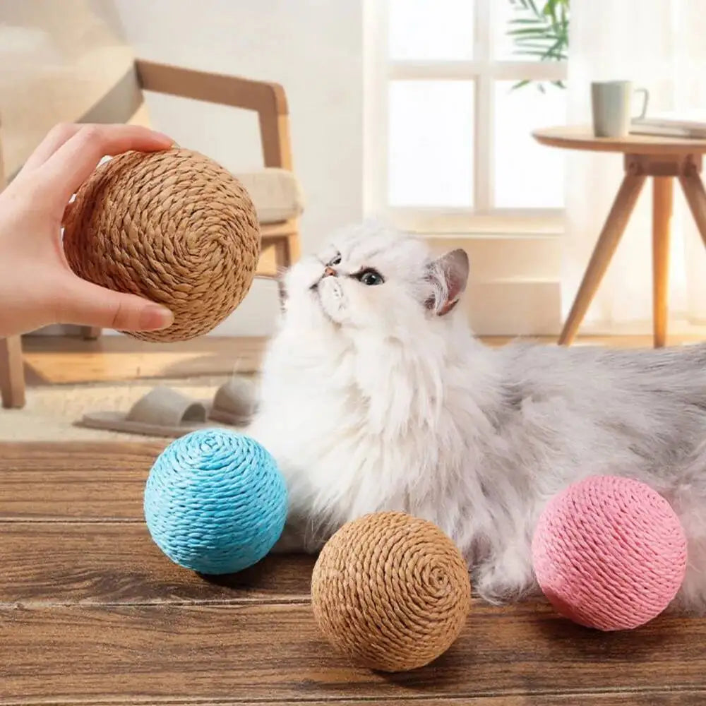 Balle à griffer interactive en sisal pour chatons, jouet anti-morsure, 10 cm, super grosse balle sonore pour chats, accessoires pour animaux de compagnie