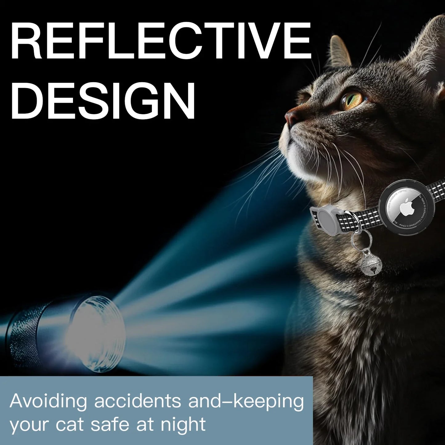 Collier pour Chat Compatible AirTag – Réfléchissant, Sécurité Breakaway & Cloche