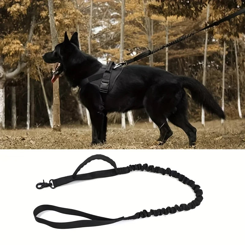 Laisse Tactique Nylon pour Grand Chien – Réglable 105-145 cm, Détachement Rapide, Anti-Rupture