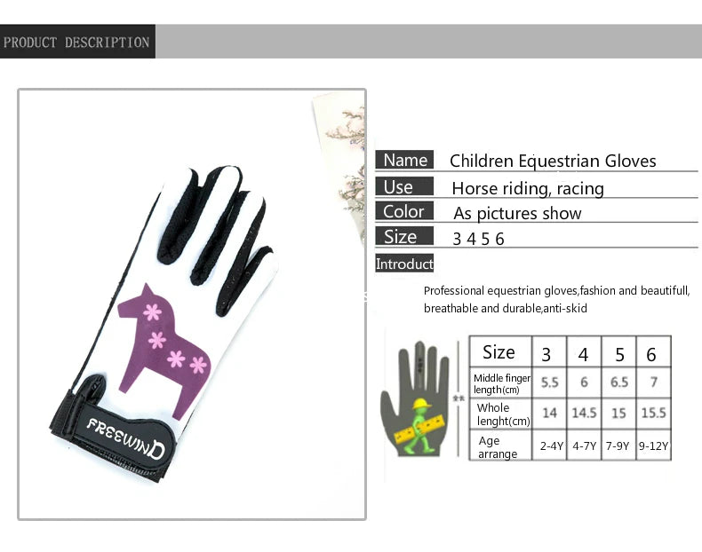Antislip siliconengel, ultrafijne kinderrijhandschoenen, voor paarden, 2-12 jaar