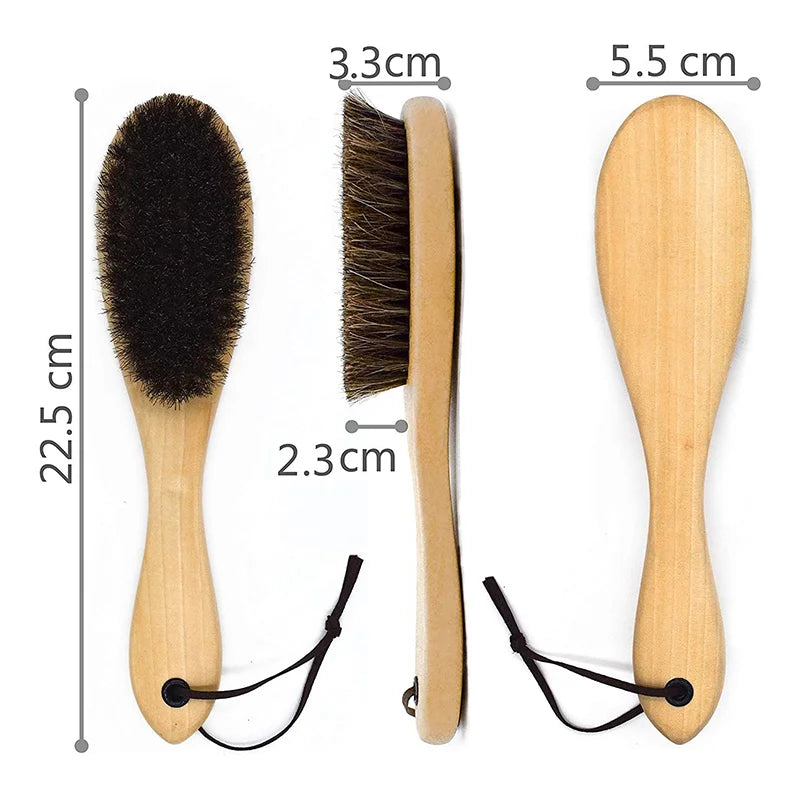 Brosse à poils de cheval — manche en bois