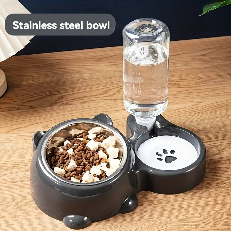 Voer- en waterautomaat voor huisdieren, geïntegreerd voersysteem voor katten en honden, geen batterijen of netvoeding, schuine mond