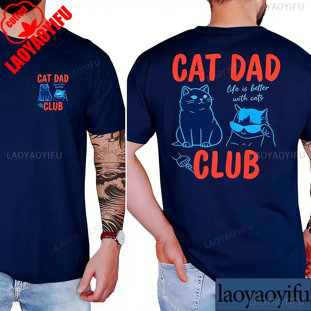 T-shirt Cat Dad Club — Homme | Coton Graphique Manches Courtes