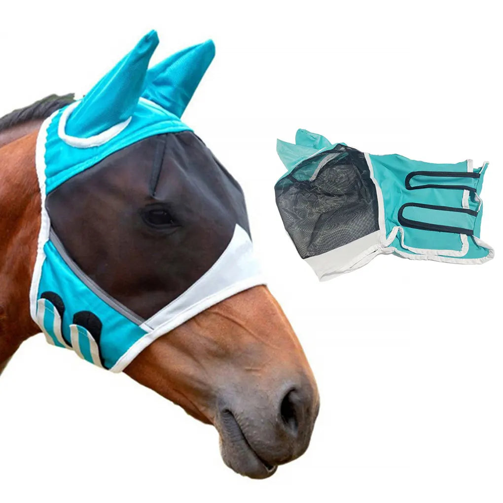 Masque anti-mouches pour cheval – Respirant, réglable et confortable (S / M / L)