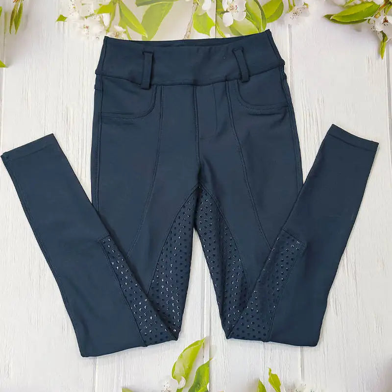 MXLLINA Rijlegging Dames Sportlegging Full Silicone 4-Weg Stretch Paardrijbroek met Telefoonzak Kleding