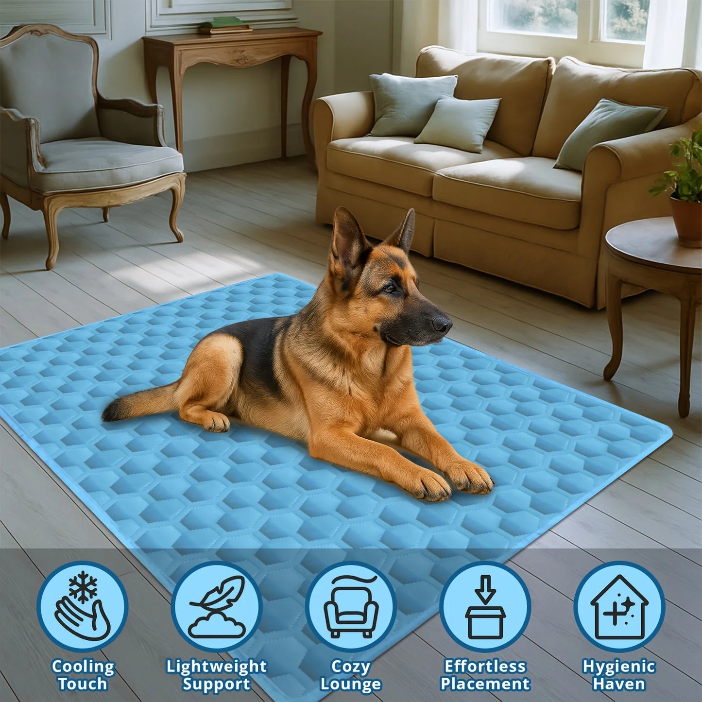 Tapis rafraîchissant pour chien, lavable, portable, pour l'été, couverture en soie glacée pour chiens et chats, tapis de couchage respirant pour canapé