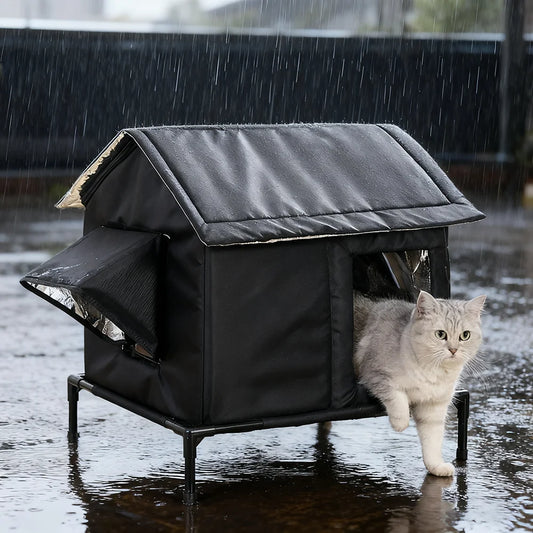 Niche Extérieure Auto-Chauffante pour Chat — Imperméable & Isolée