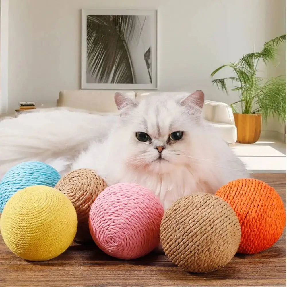 Balle à griffer interactive en sisal pour chatons, jouet anti-morsure, 10 cm, super grosse balle sonore pour chats, accessoires pour animaux de compagnie