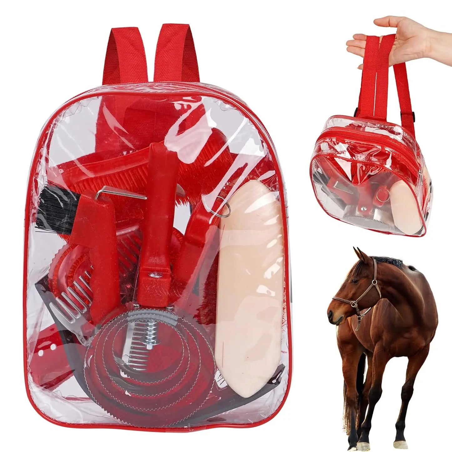 Kit de Toilettage Complet pour Cheval – 10 Pièces avec Sac
