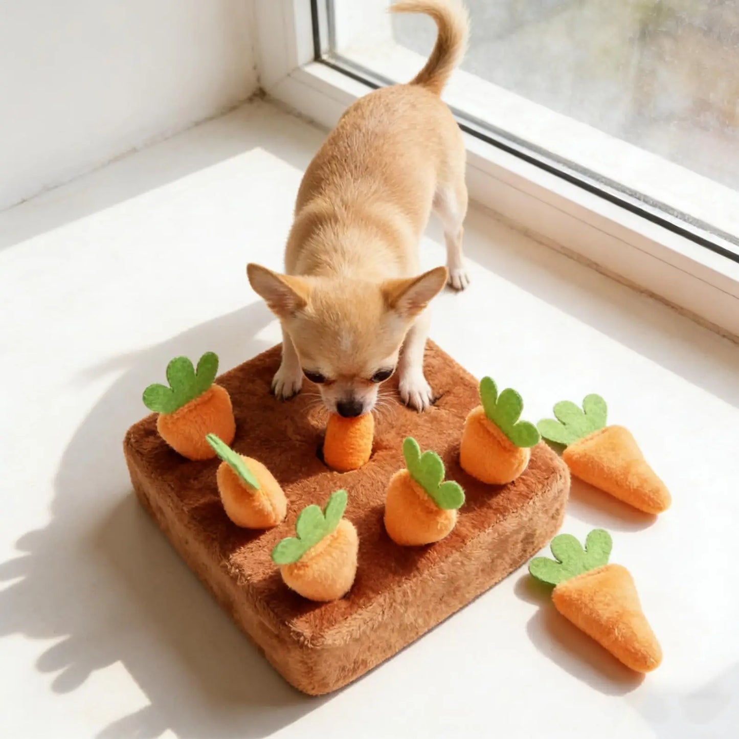 Tapis de reniflage pour chien – Puzzle interactif avec 9 carottes amovibles