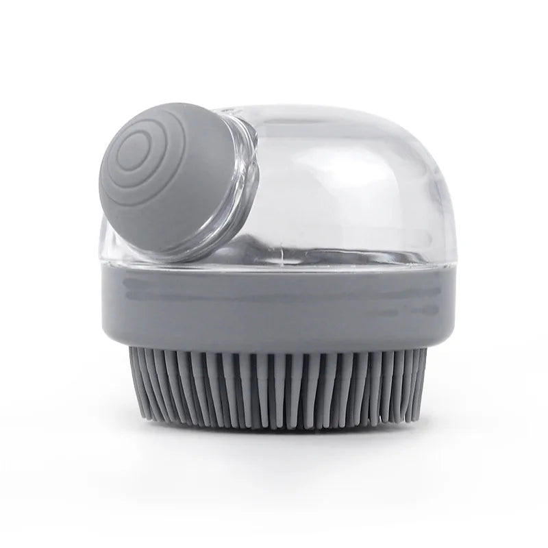 Brosse de Bain Massante en Silicone pour Chien & Chat – Distributeur de Shampoing Intégré