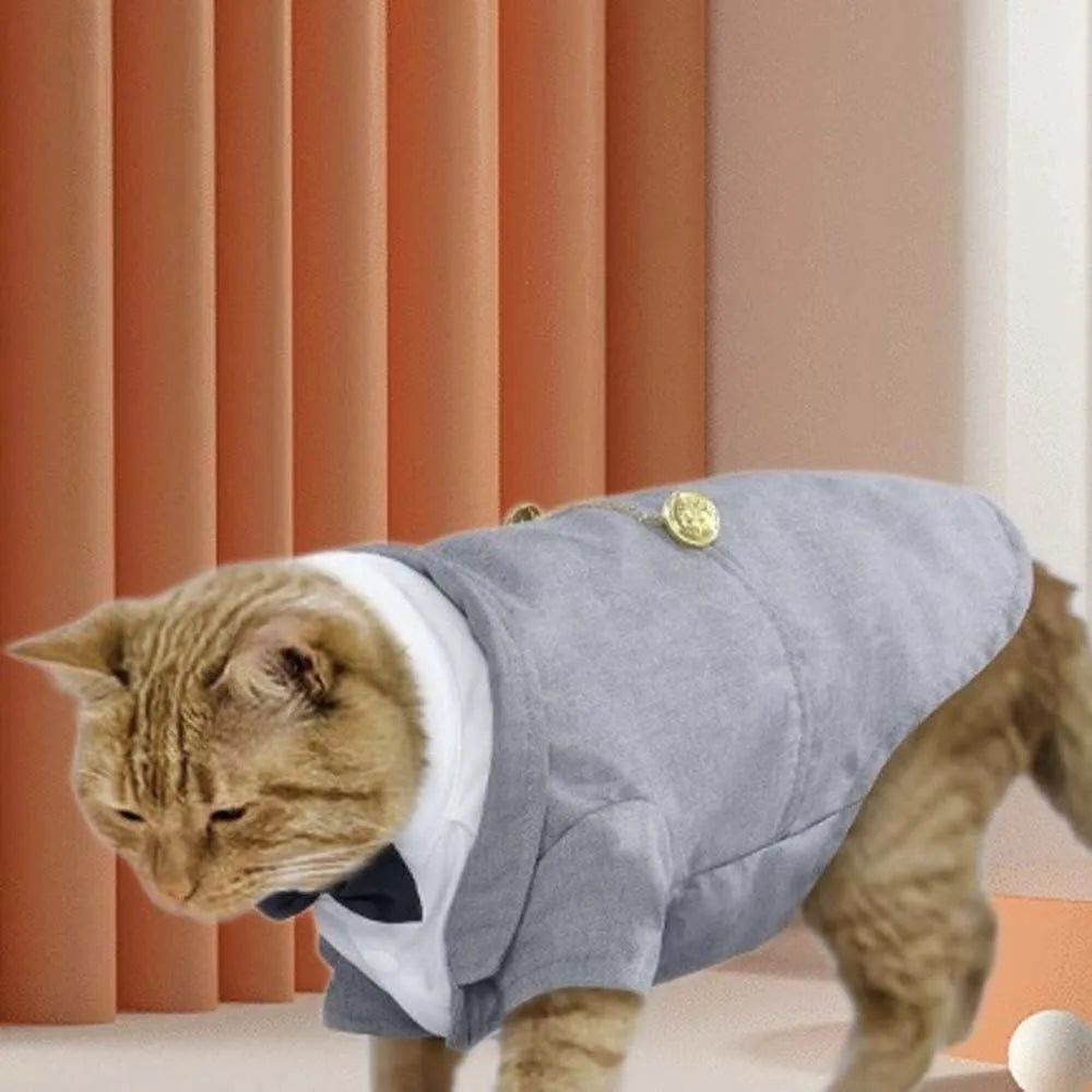 Kattenshirt/vest - Kattenkleding - Verjaardagsoutfit - Formele outfit - Kattenshirt - Kleding voor huisdieren - Kattenvest voor bruiloft of verjaardag