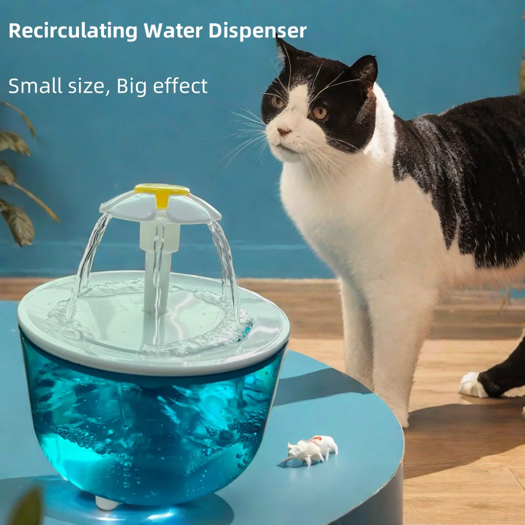 Waterfontein voor katten en kleine honden, 1,2 L circulerende waterdispenser, USB-aangedreven, stil, met filterschuim.