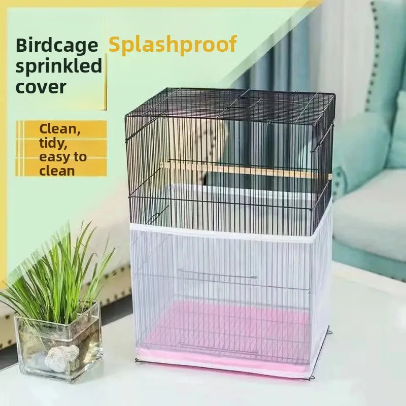 Housse universelle pour cage à oiseaux en maille de nylon, pare-graines, jupe de protection, filet souple, facile à nettoyer, anti-poussière, aérée, fournitures pour animaux de compagnie, cage à oiseaux