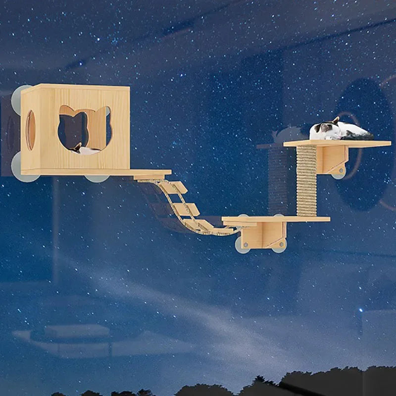 Arbre à chat en bois avec griffoir